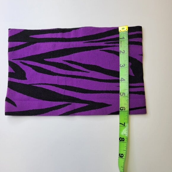 Purple Black Zebra Print Stretchy Elastic Tube Top Animal Print Bandeau Crop Top - Picture 4 of 10